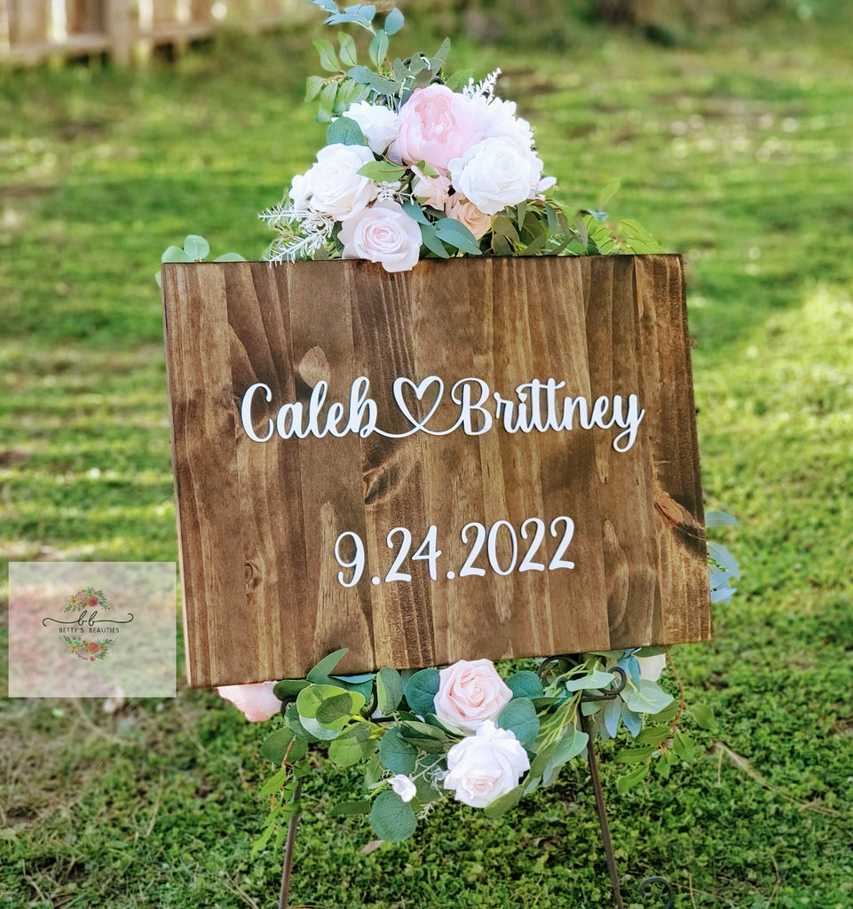 Custom 3D Wood Wedding Sign- Wedding Entrance Sign with Personalized Names and Date- Custom Wedding Aisle Sign