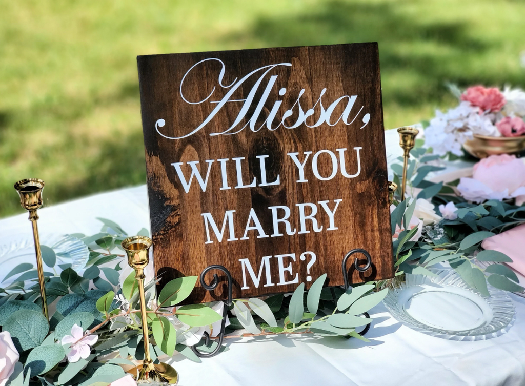 Will you marry me wood sign, personalized wood engagement sign, pop the question sign