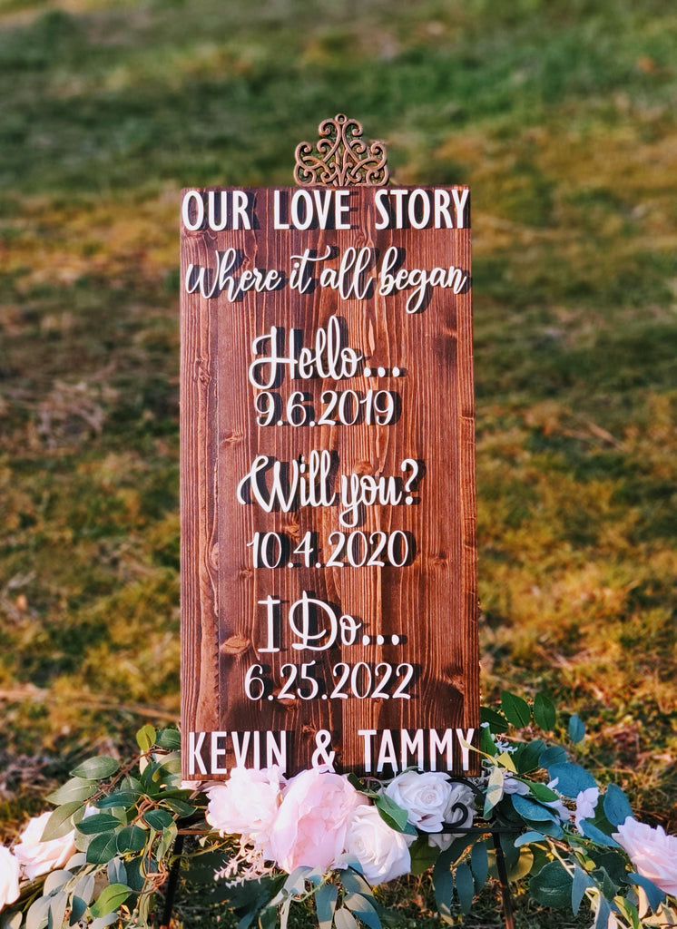 Our Love Story Sign Wedding Dates Wood Sign Memorable Dates Wood Sign Important Date Sign Wedding Love Story Timeline Ceremony 3D Wood sign