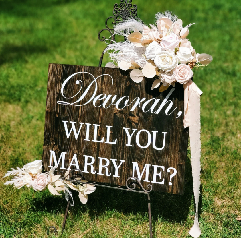 Will You Marry Me Wooden Tile Letters - Oversized Scrabble-Style Proposal Sign, 13 Tiles For Indoor/Outdoor - View #2