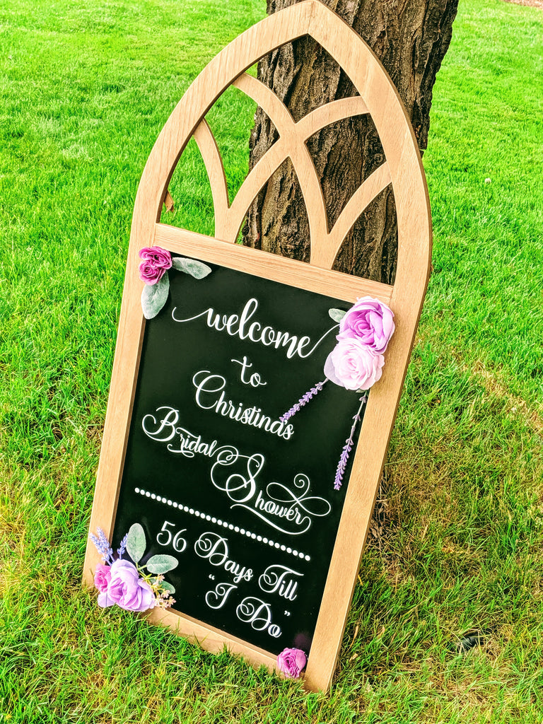 Bridal Shower Chalkboard Welcome Sign, includes personalized name and Days until "I Do" 