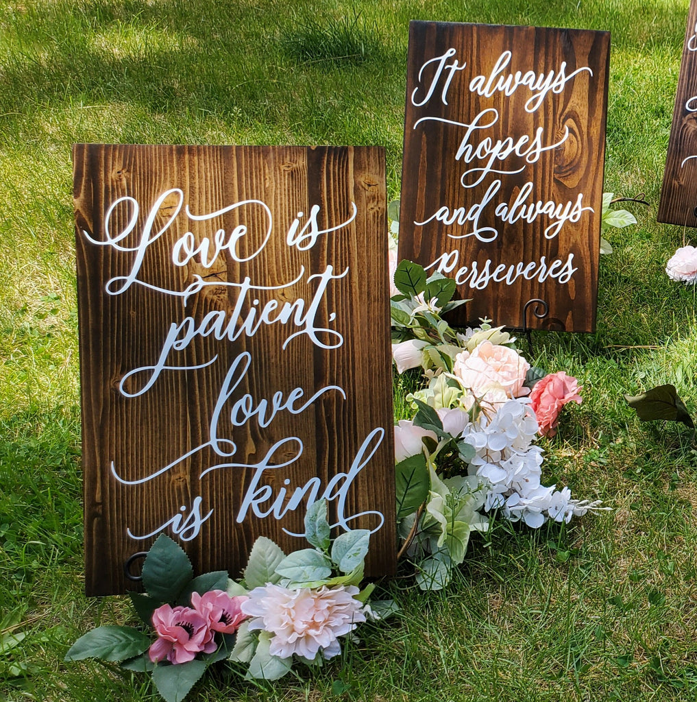 Wedding aisle signs/ 2 Corinthians 4:8