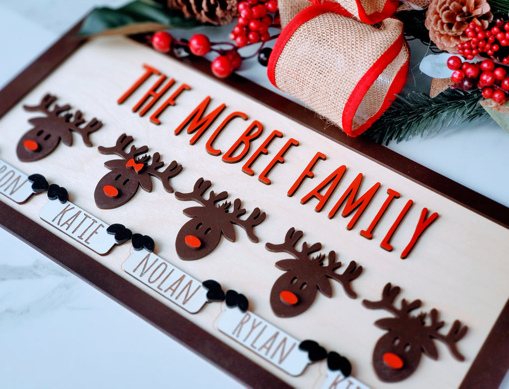 Reindeer Family Sign