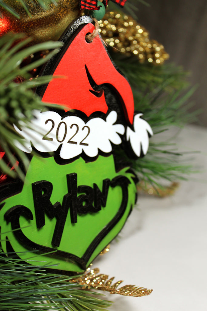 Grinch Face Personalized Ornament