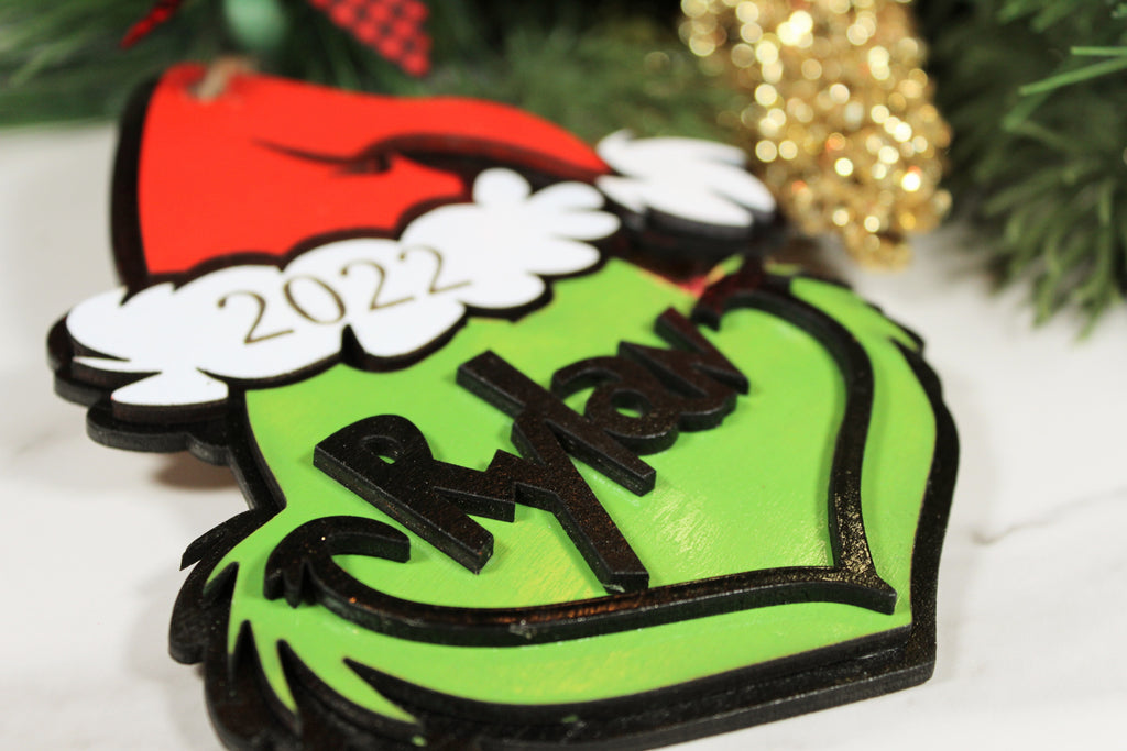 Grinch Face Personalized Ornament