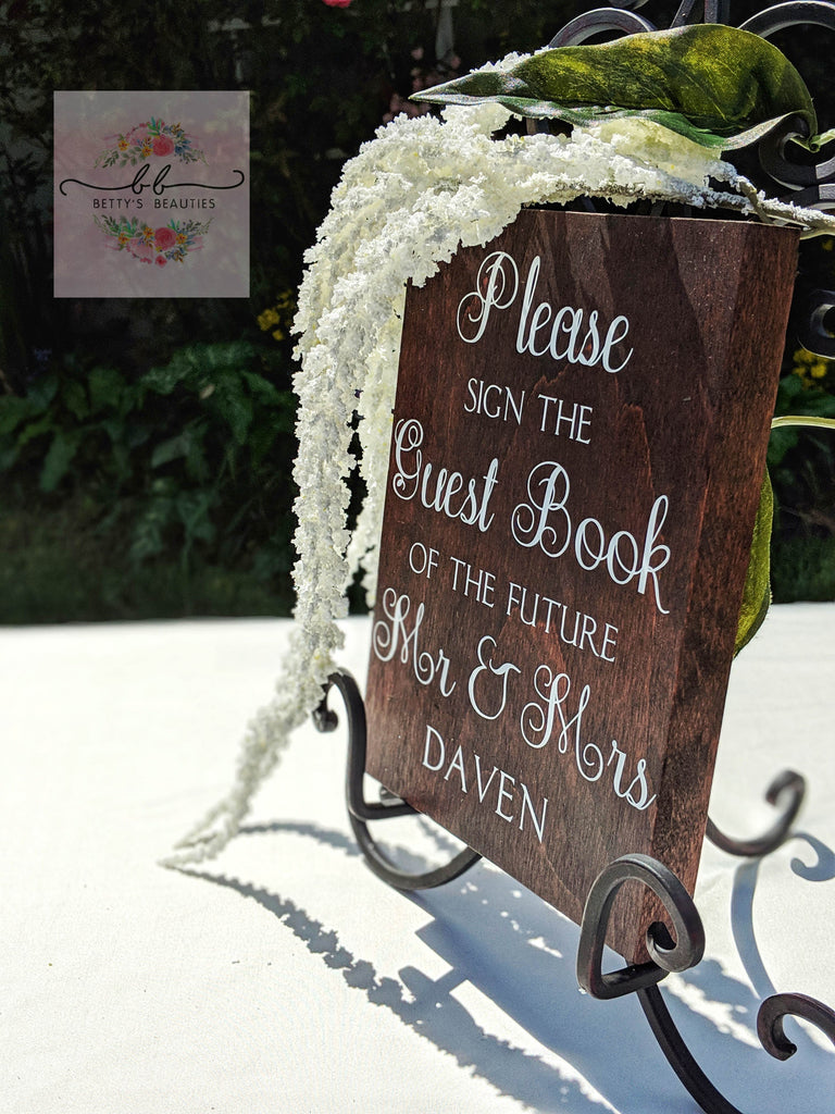 Rustic Natural Wood Personalized Wedding Guest Book Sign